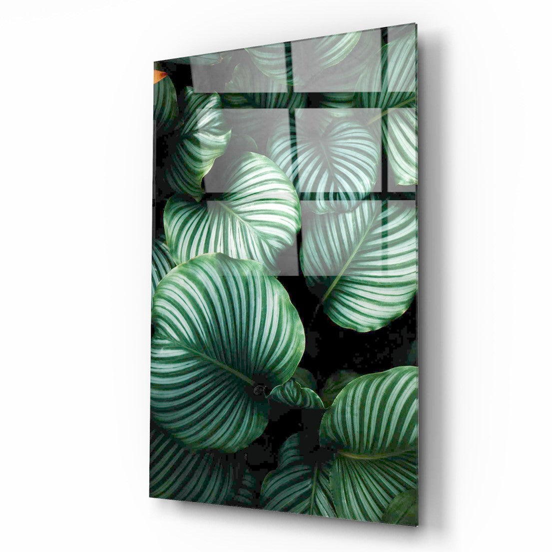 Tropik Yapraklar Dikey Cam Tablo