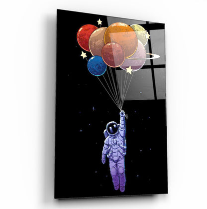 Balon Gezegenler Dikey Cam Tablo