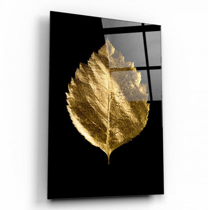 Gold Yapraklar Dikey Cam Tablo