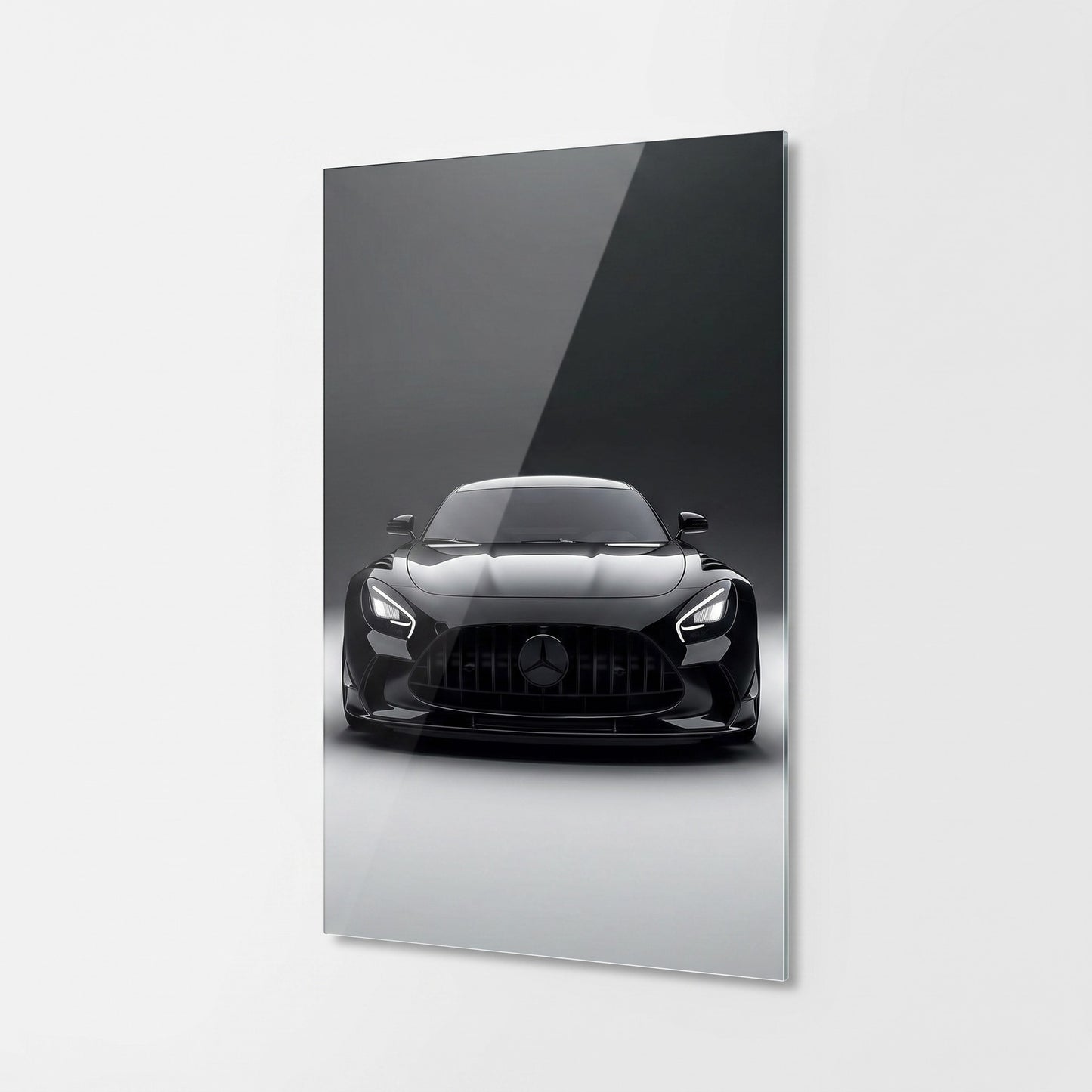 Siyah Mercedes AMG GT Otomobil Tasarımı Dikey Cam Tablo