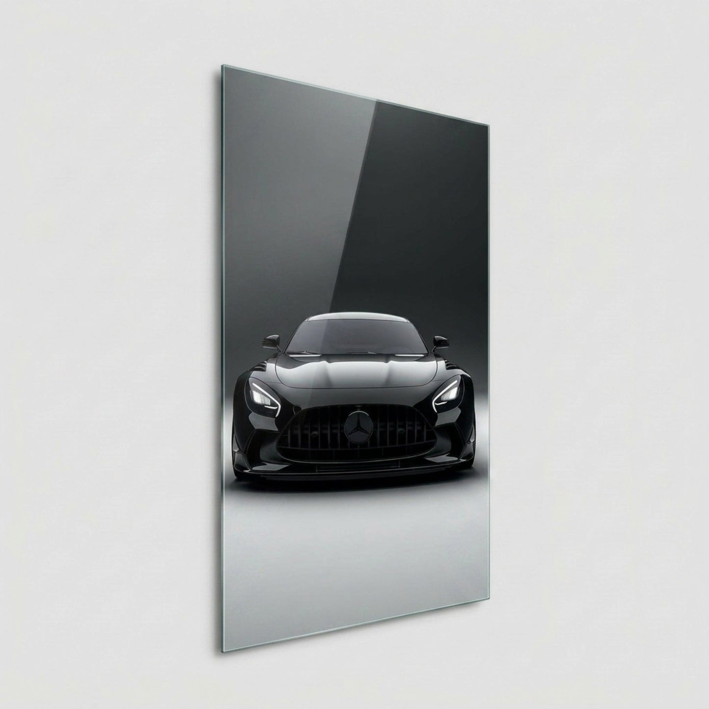 Siyah Mercedes AMG GT Otomobil Tasarımı Dikey Cam Tablo