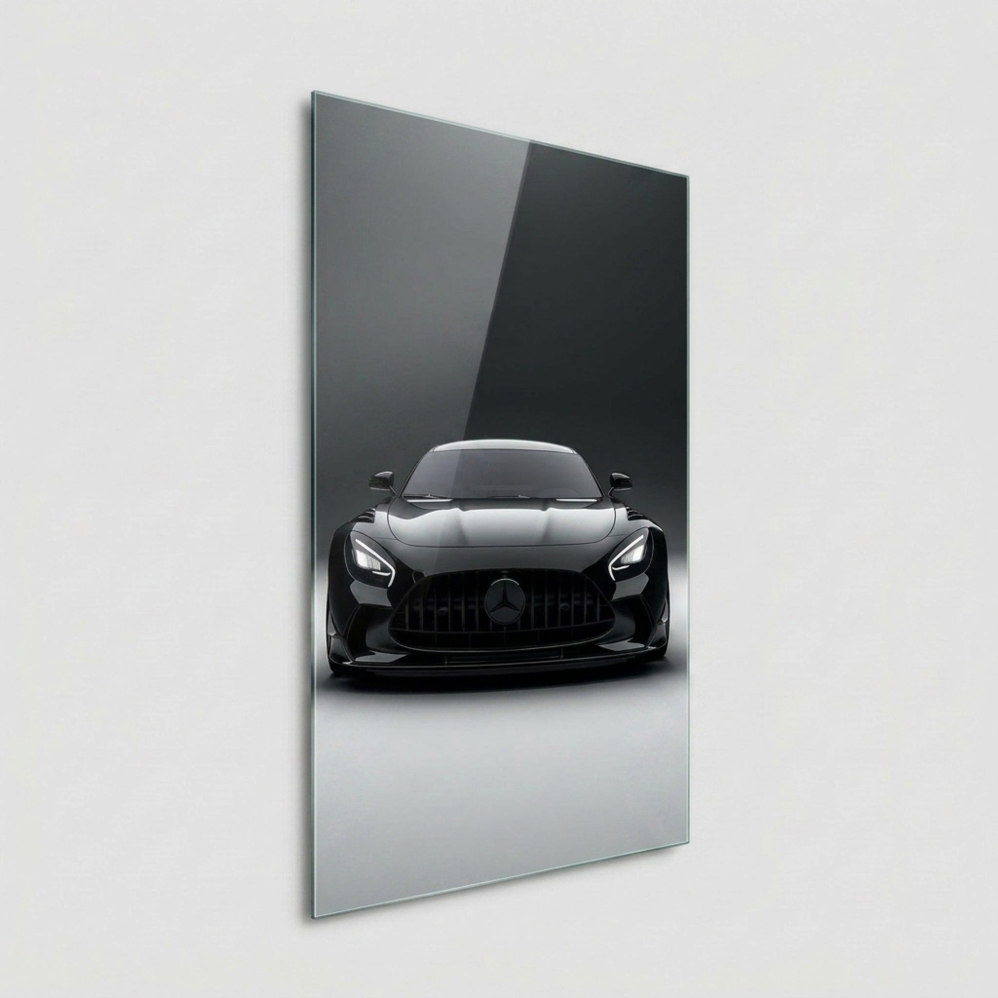 Siyah Mercedes AMG GT Otomobil Tasarımı Dikey Cam Tablo