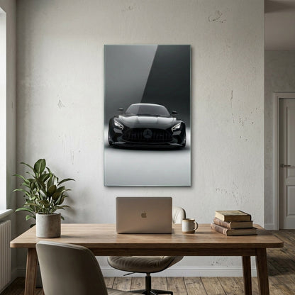Siyah Mercedes AMG GT Otomobil Tasarımı Dikey Cam Tablo