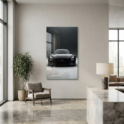 Siyah Mercedes AMG GT Otomobil Tasarımı Dikey Cam Tablo