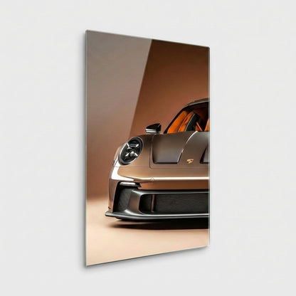 Premium Bronze Spor Araba Detayı Dikey Cam Tablo