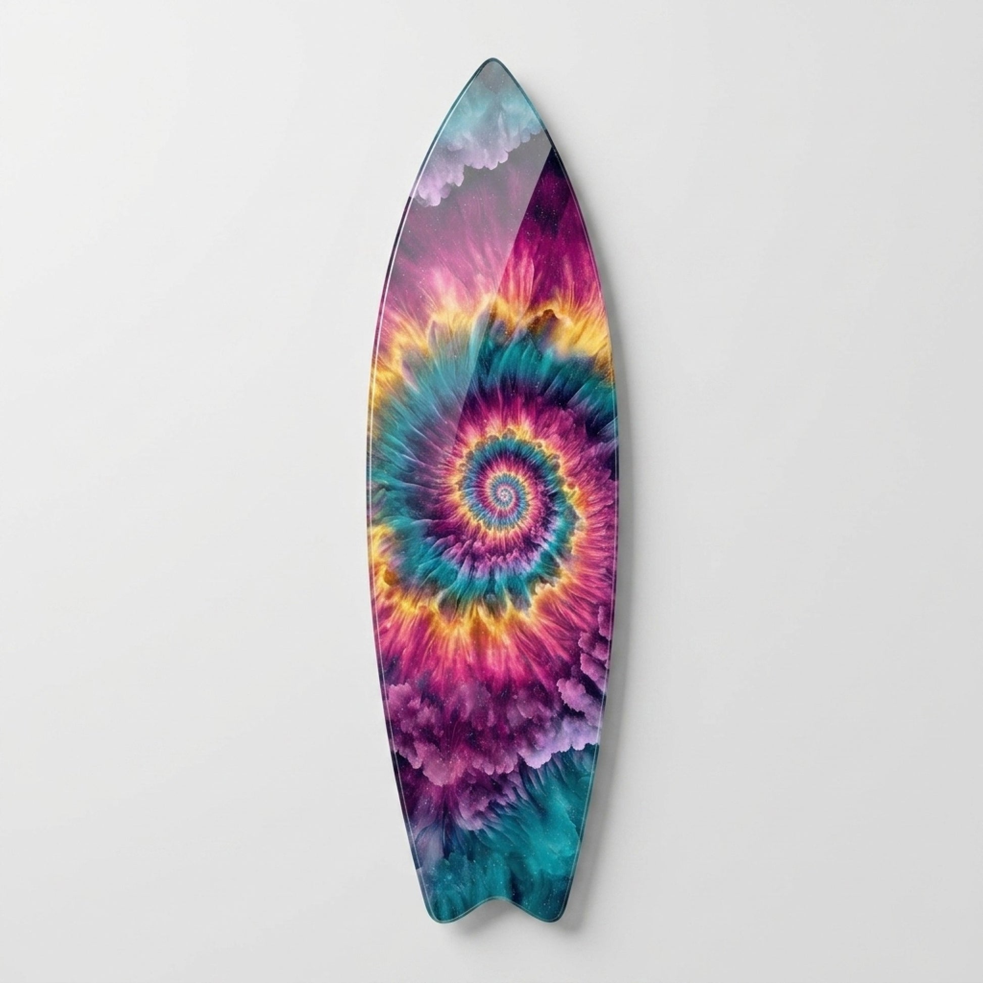 Renkli Fraktal Sarmal Surf Board Cam Tablo