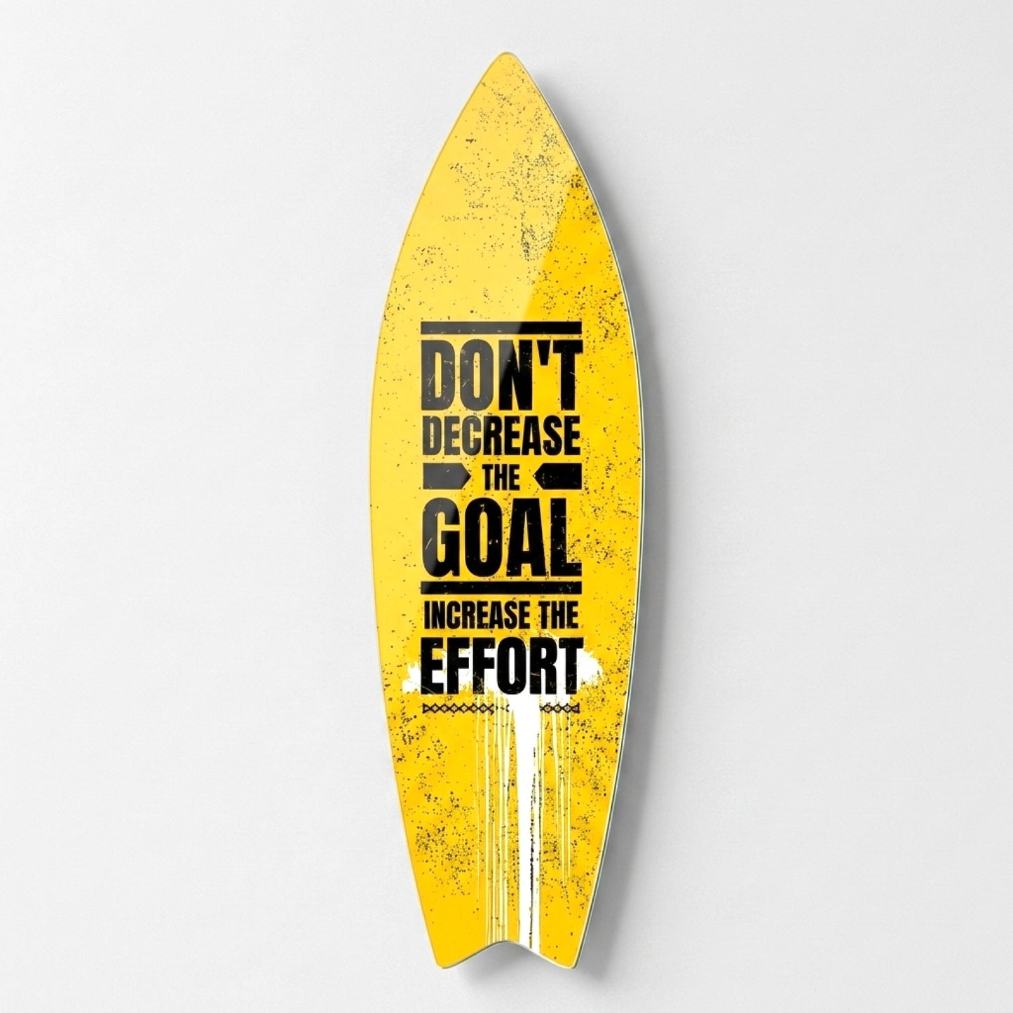 Sarı Arka Planlı Motivasyon Sözü Surf Board Cam Tablo