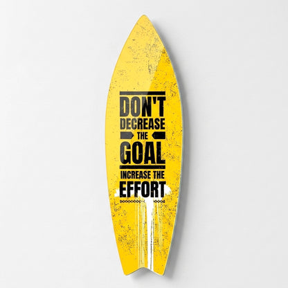 Sarı Arka Planlı Motivasyon Sözü Surf Board Cam Tablo