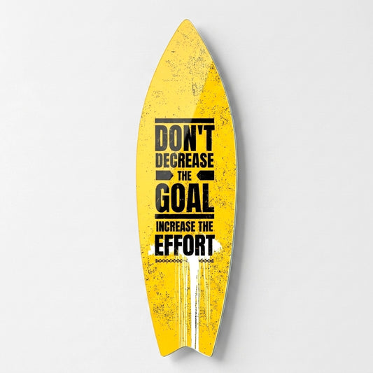Sarı Arka Planlı Motivasyon Sözü Surf Board Cam Tablo