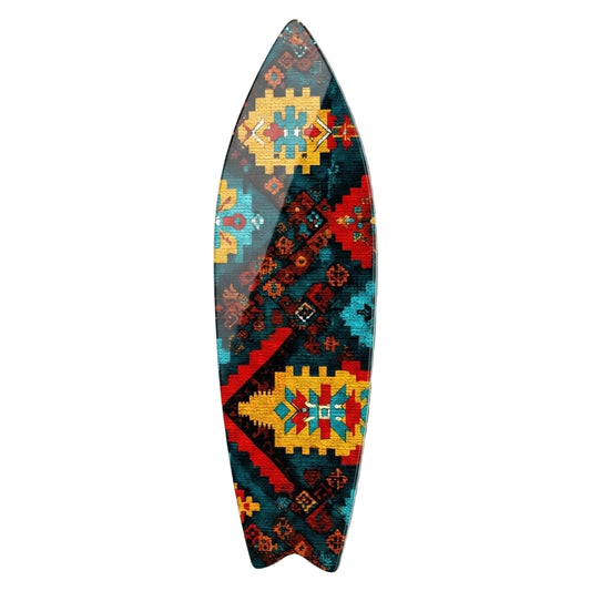 Anadolu Etnik Kilim Desenli Dekoratif Surf Board Cam Tablo
