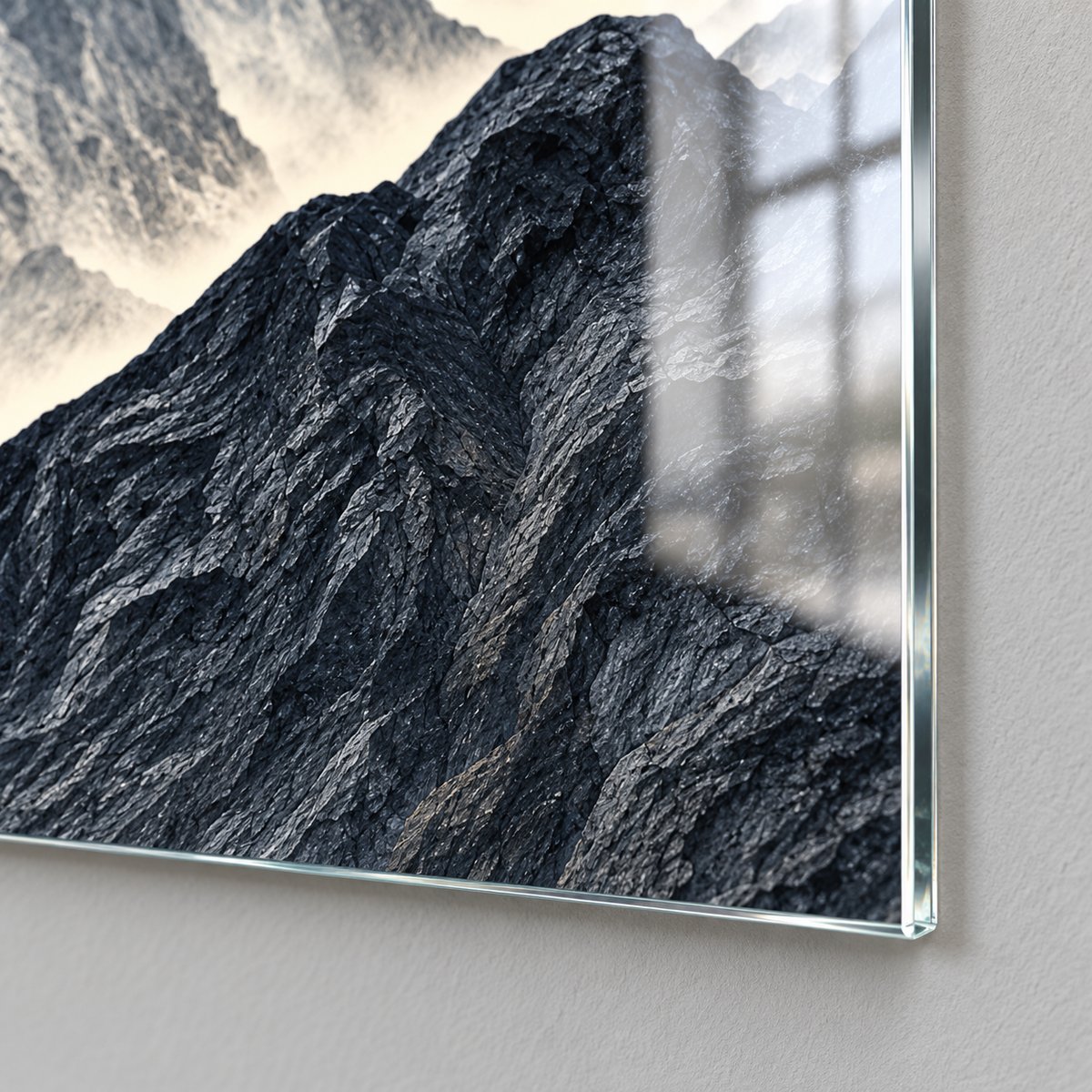 CAMDEKO Dolunay ve Sisli Dağlar Üçlü Cam Tablo — 4 mm cam kenarı