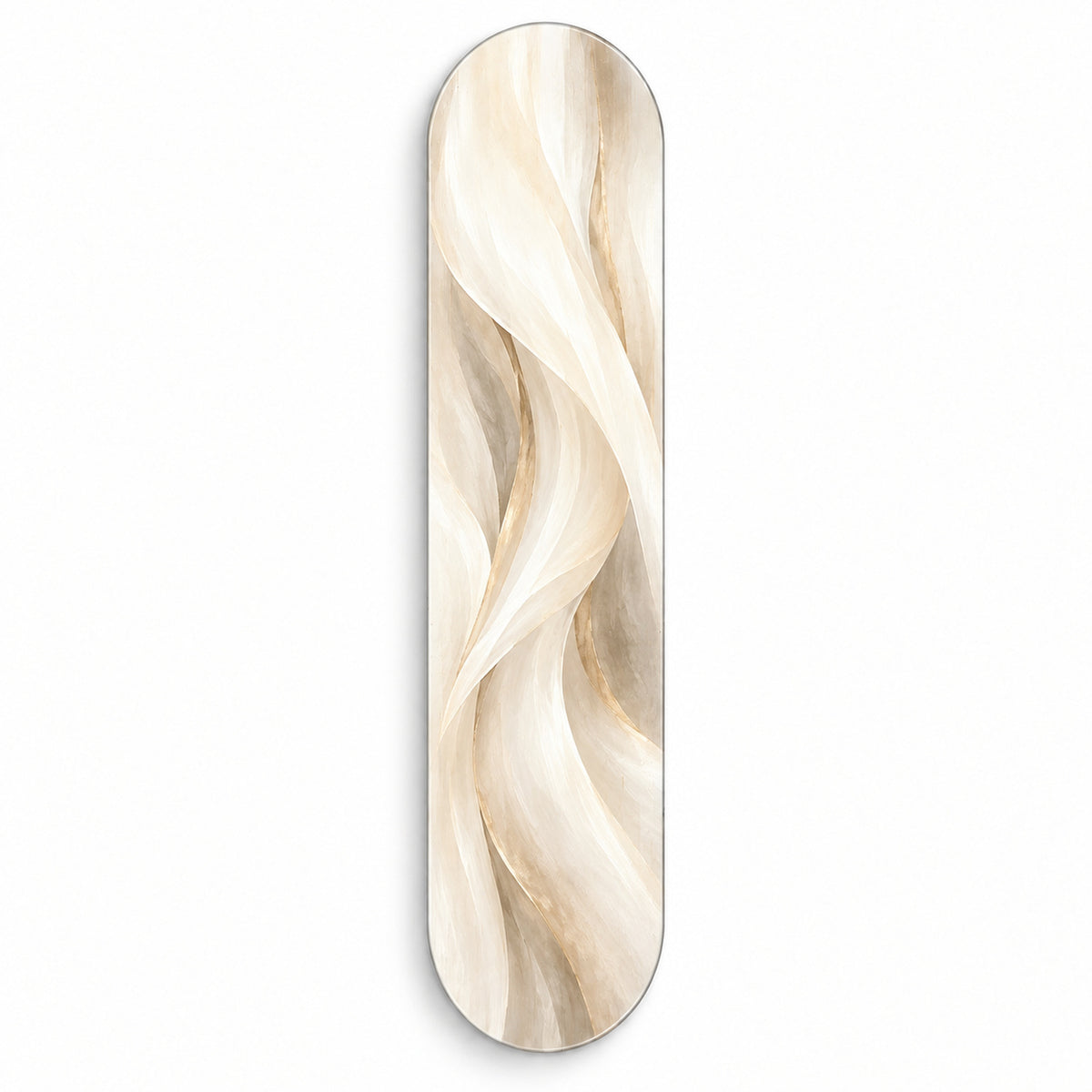 İpek Akış Dikey Kaykay Cam Tablo — Beyaz zeminde ön görünüm