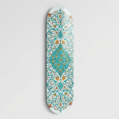 Geleneksel Turk Islam Tezhip Sanati Çiçek Deseni Skate Board Cam Tablo