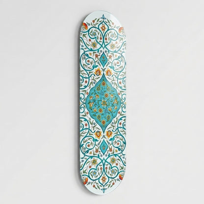 Geleneksel Turk Islam Tezhip Sanati Çiçek Deseni Skate Board Cam Tablo