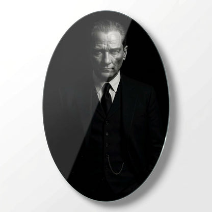 Atatürk Klasik Portre Oval Dikey Cam Tablo