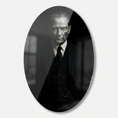 Atatürk Klasik Portre Oval Dikey Cam Tablo