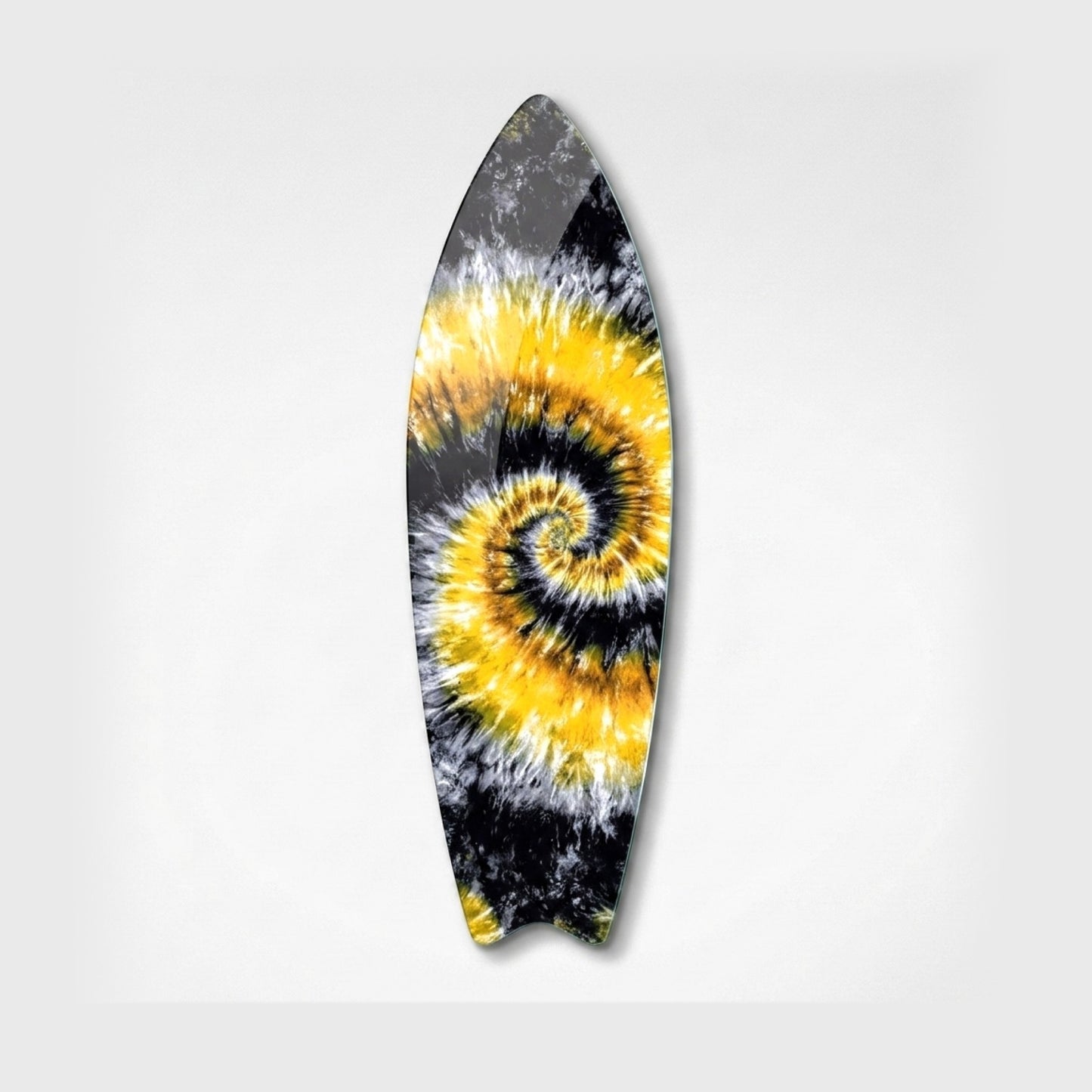 Modern Soyut Sarı Siyah Tie Dye Deseni Surf Board Cam Tablo