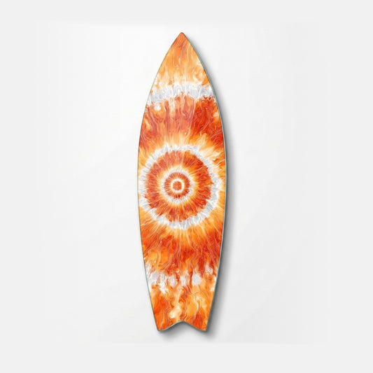 Modern Soyut Turuncu Ates Enerjisi Sanat Eseri Surf Board Cam Tablo
