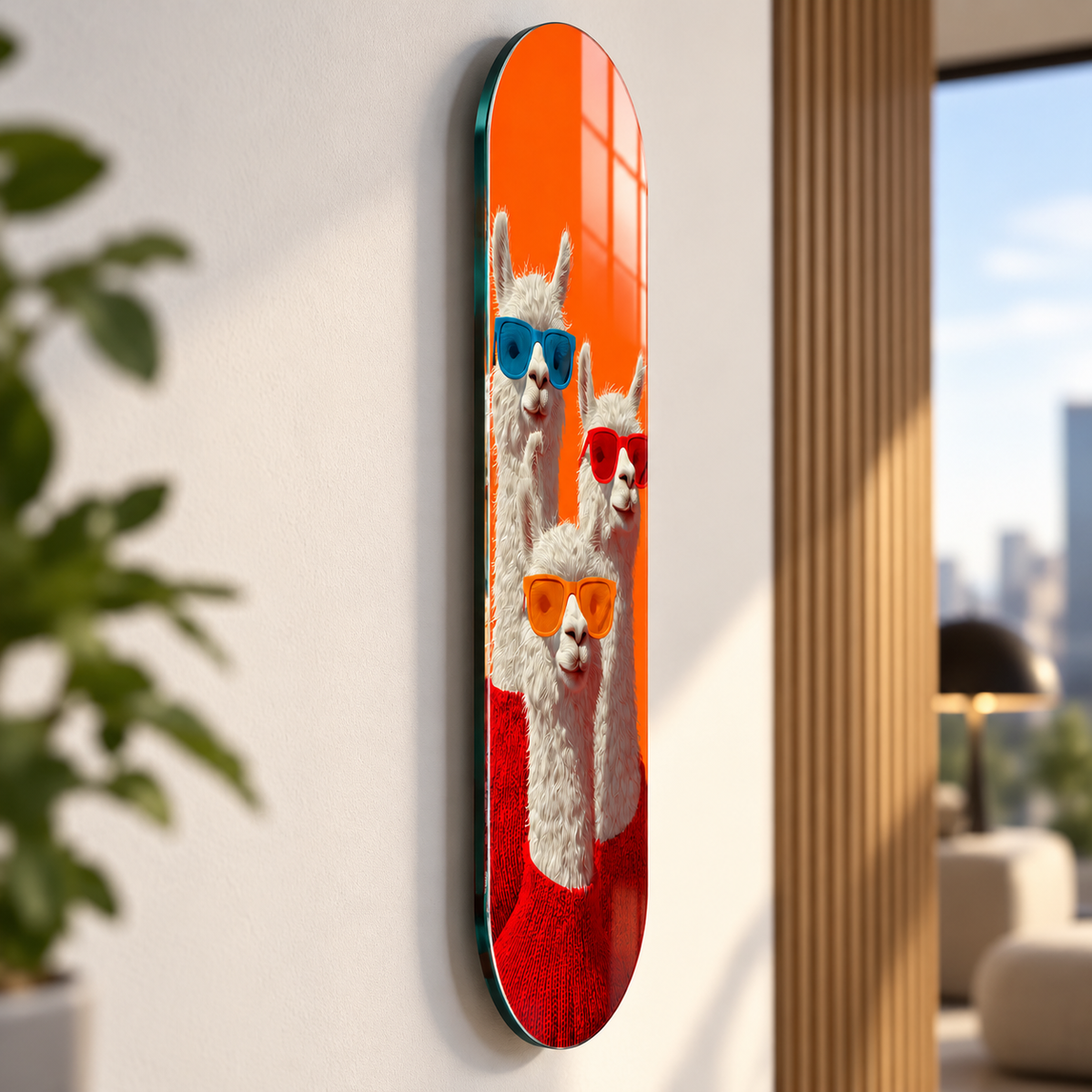 Gözlüklü alpakalar Skate Board cam tablo - yaklaşık 2 cm duvar mesafesi ve yüzer görünüm