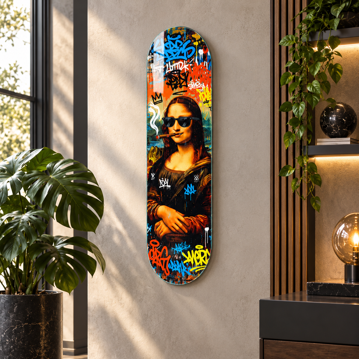 Graffiti Mona Lisa Skate Board cam tablo - alternatif premium mekan