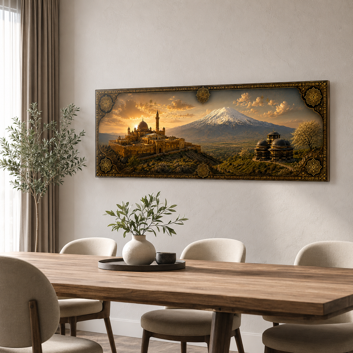 İshak Paşa Sarayı panoramik yatay cam tablo yemek odası dekorasyonu