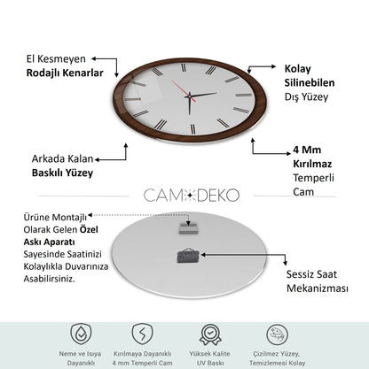 Beyaz Minimal Cam Tablo Saat