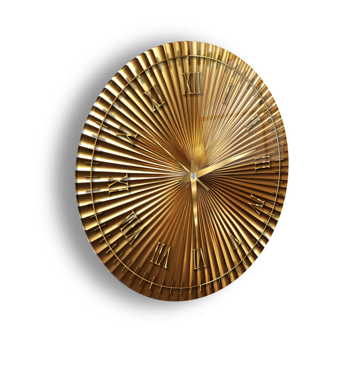 Metalik Soyut Gold Cam Duvar Saati