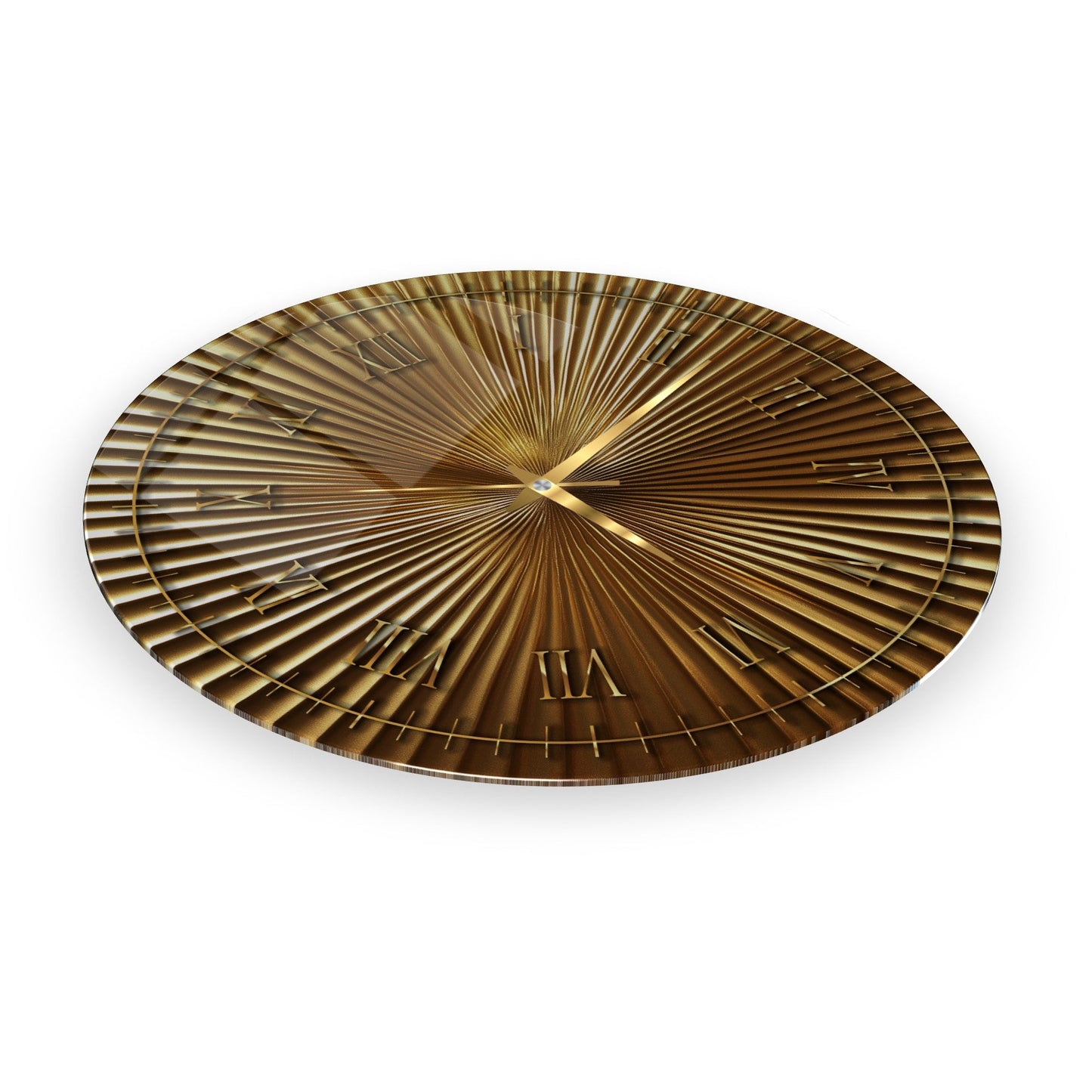Metalik Soyut Gold Cam Duvar Saati