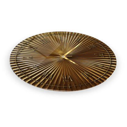 Metalik Soyut Gold Cam Duvar Saati