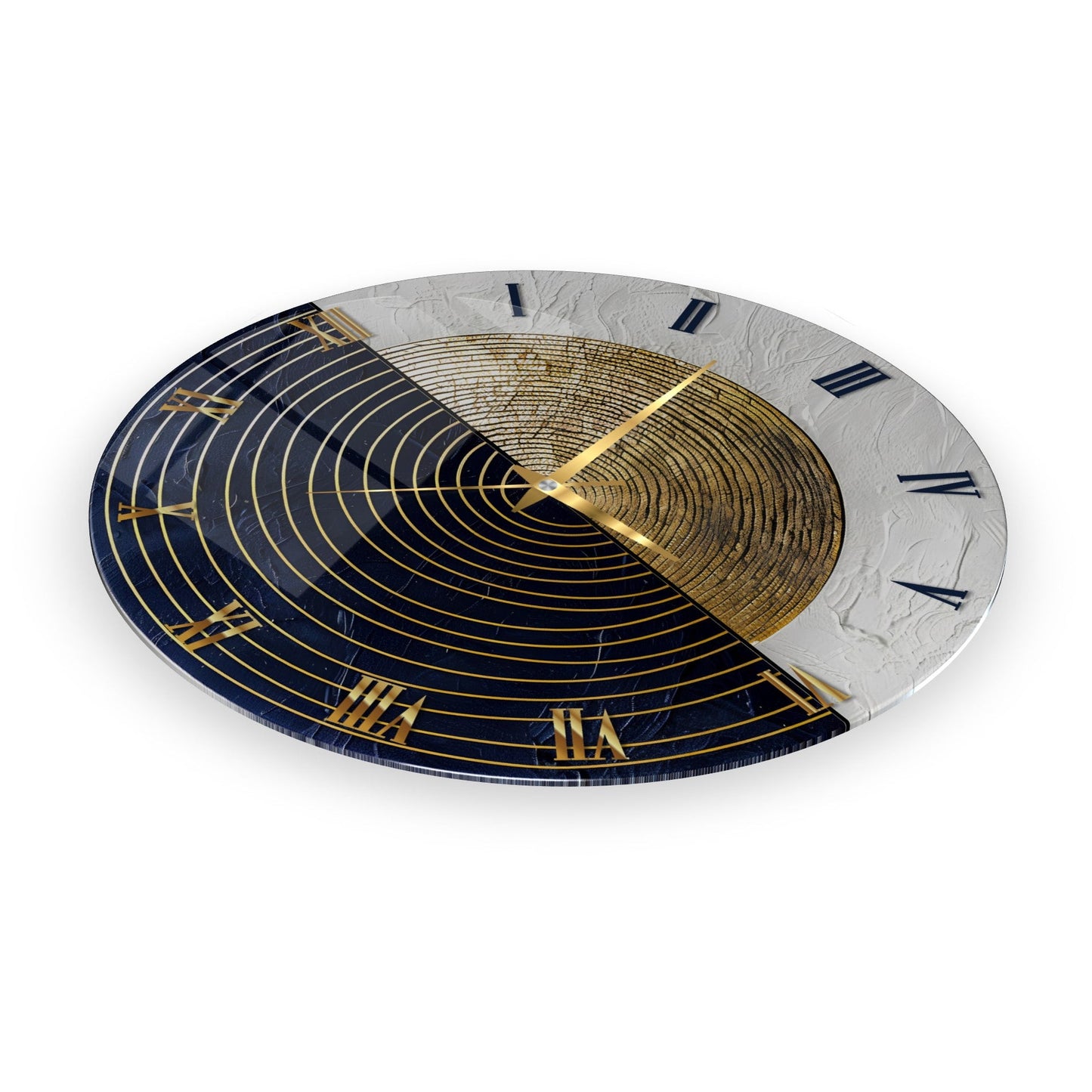 Siyah Beyaz Soyut Gold Cam Duvar Saati