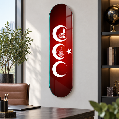 Kırmızı üç hilal Skate Board cam tablo - alternatif premium mekan
