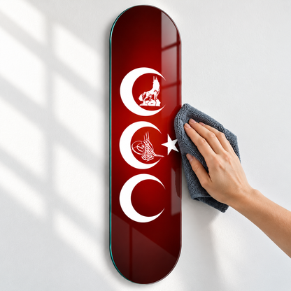 Cam tablo kolay temizlik - kırmızı üç hilal model
