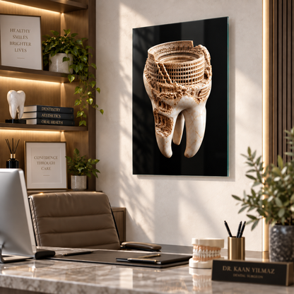 Kolezyum diş cam tablo premium dental klinik mockup
