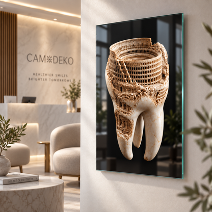 Kolezyum diş cam tablo lüks klinik lobi mockup