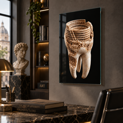 Kolezyum diş cam tablo premium çalışma odası mockup