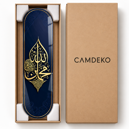 CAMDEKO güvenli paketleme - lacivert altın hatlı Skate Board cam tablo