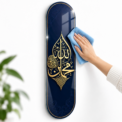 Cam tablo kolay temizlik - lacivert altın hatlı model