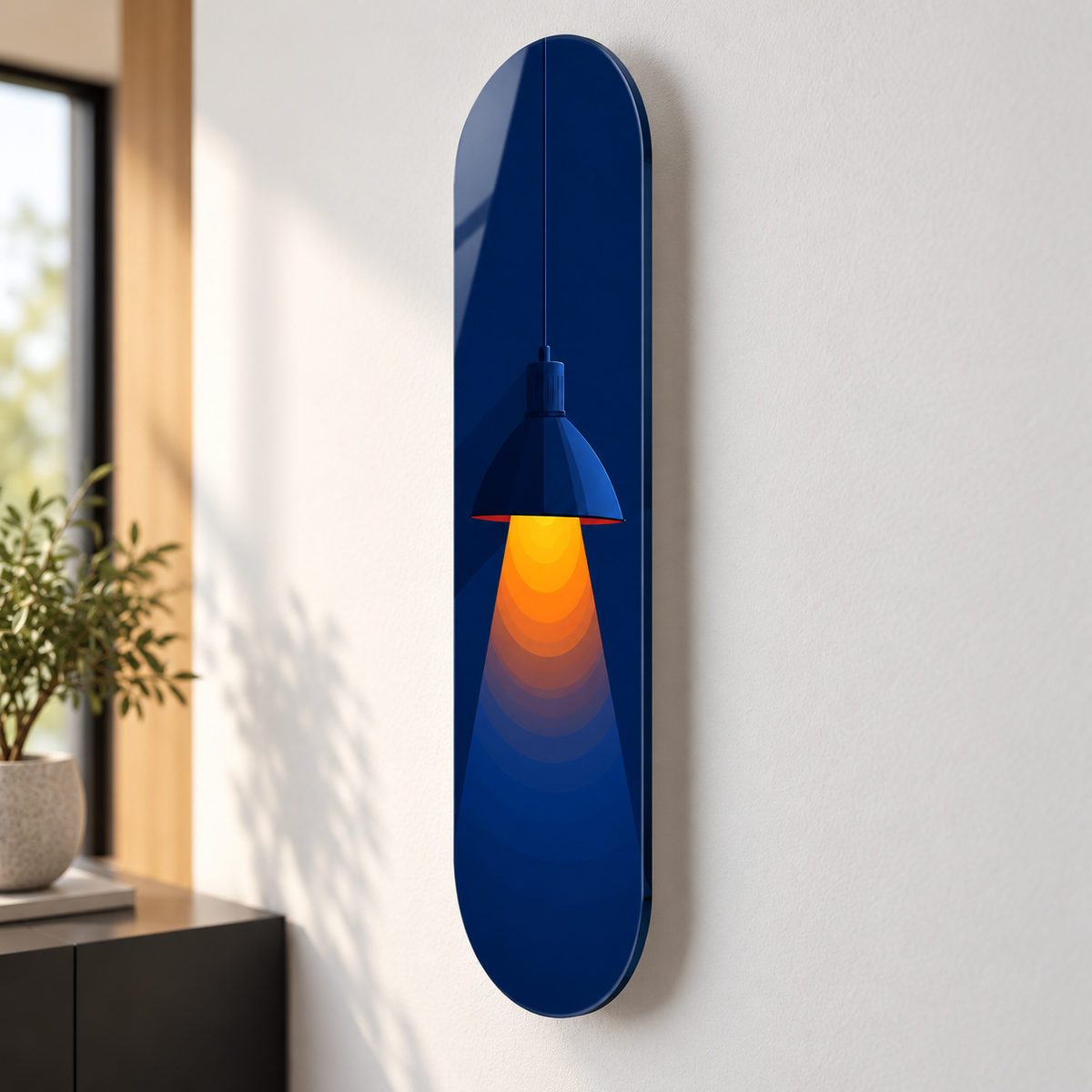 Skate Board cam tablo yaklaşık 2 cm duvar mesafesi ve yüzer görünüm
