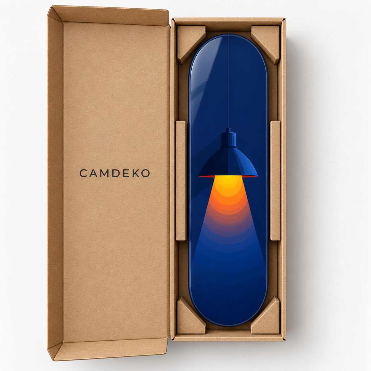 CAMDEKO güvenli kraft paketleme lacivert lamba Skate Board cam tablo
