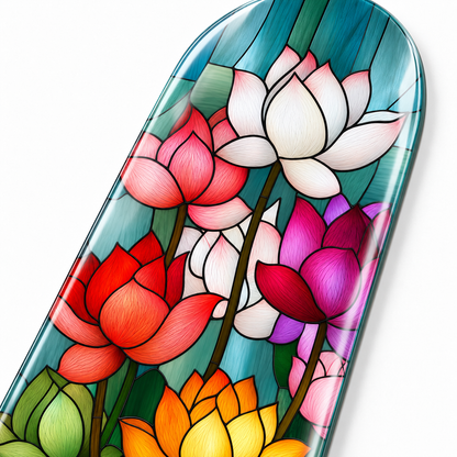 Renkli lotus vitray desenli UV baskı detay görseli