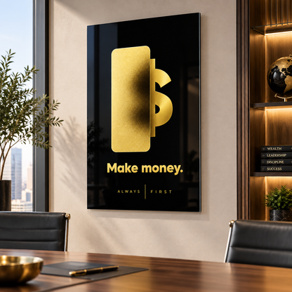 Make Money siyah gold cam tablo lüks ofis mockup