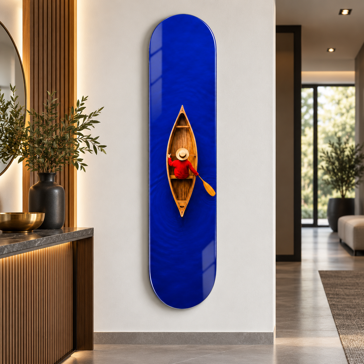 Mavi gölde kano temalı Skate Board cam tablo - farklı premium mekan
