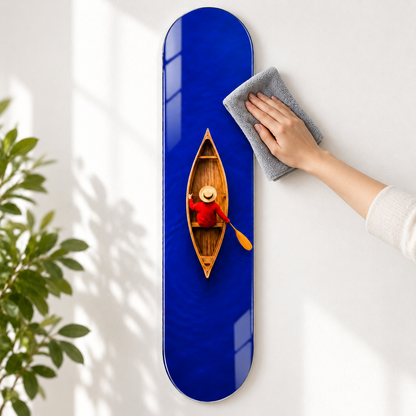 Mavi gölde kano Skate Board cam tablo - mikrofiber bezle kolay temizlik