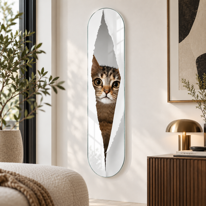 Meraklı yavru kedi Skate Board cam tablo - alternatif premium mekan