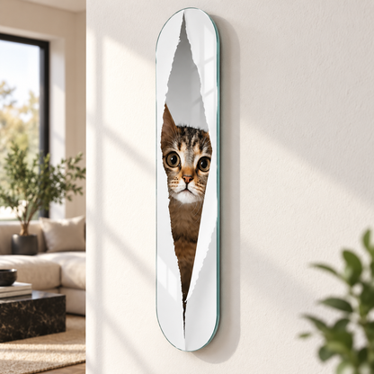 Meraklı yavru kedi Skate Board cam tablo - farklı premium mekan