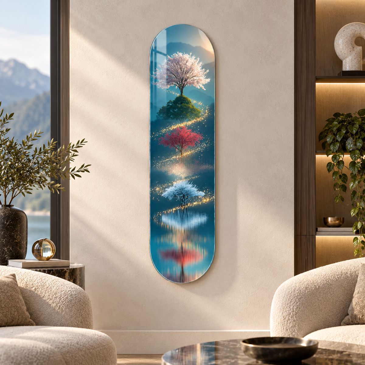 Mevsim ağaçları ve göl yansıması Skate Board cam tablo - alternatif premium mekan