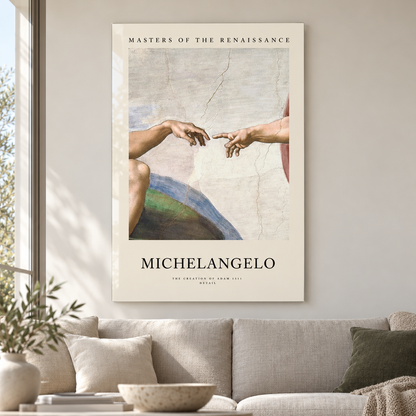 Michelangelo Âdem’in Yaratılışı Dikey Cam Tablo - Premium salon