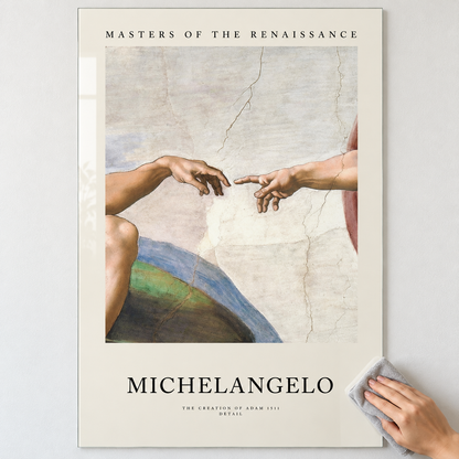 Michelangelo Âdem’in Yaratılışı Dikey Cam Tablo - Kolay temizlik