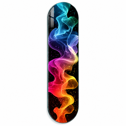 Neon spektrum duman desenli Skate Board cam tablo - beyaz zemin