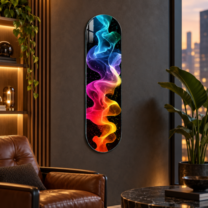 Neon spektrum duman desenli Skate Board cam tablo - alternatif premium mekan